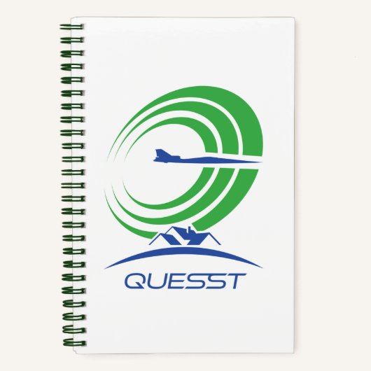 NASA Quest Logo Supersonische Groene Spiraal Notitieboek (Voorkant)