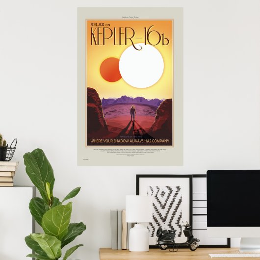 NASA Retro ExoPlanet Tour Kepler-16b reisposter Poster (Thuiskantoor)