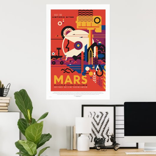 NASA - Retro Mars reisposter Poster (Thuiskantoor)
