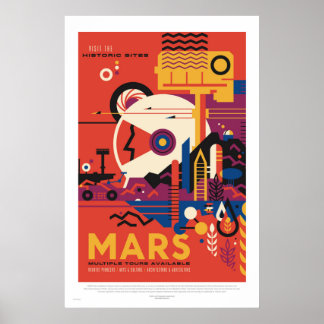NASA - Retro Mars reisposter Poster