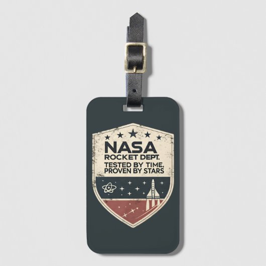 NASA Rocket Dept Getest Door Tijd Bewezen Door Ste Bagagelabel (Voorkant (verticaal))
