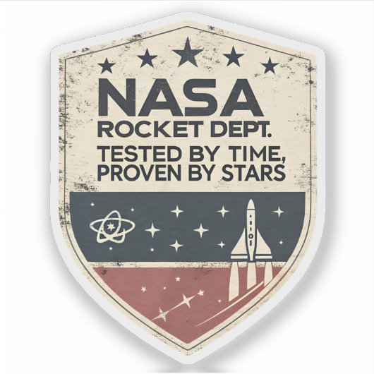 NASA Rocket Dept Getest Door Tijd Bewezen Door Ste Sticker (Voorkant)