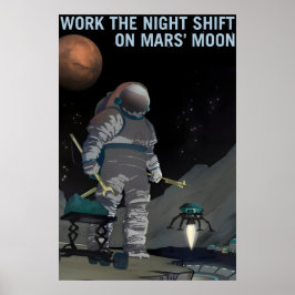 NASA ruimteonderzoek werkt in de nachtploeg op Poster