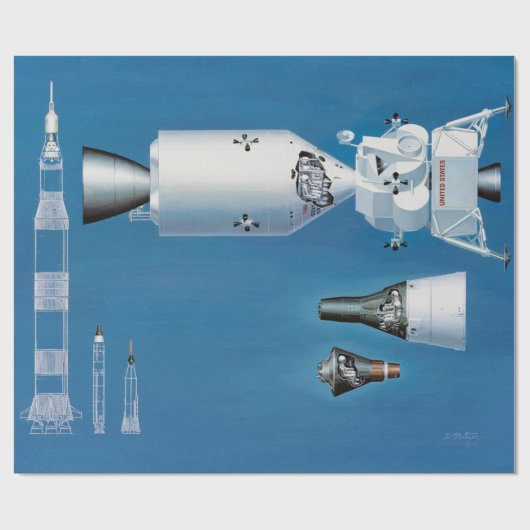  NASA-ruimtevaartuigen en raketten Cadeaupapier (Vlak)