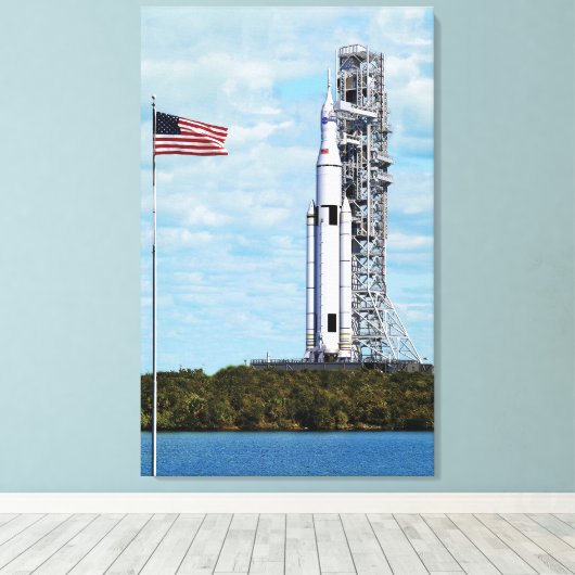 NASA SLS Space Launch System Rocket Launchpad Canvas Afdruk (Insitu (Houten vloer))
