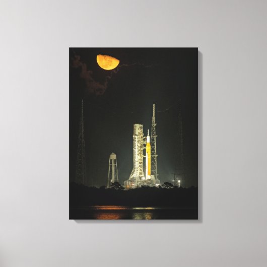 NASA Space Launch System Rocket Artemis I Moonrise Canvas Afdruk (Voorkant)