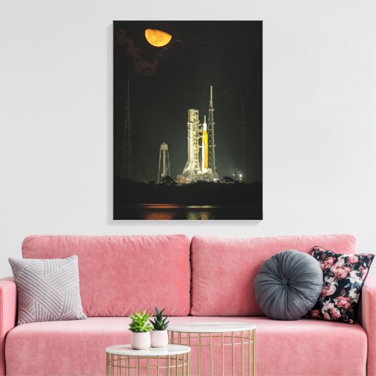 NASA Space Launch System Rocket Artemis I Moonrise Canvas Afdruk (Insitu (Woonkamer))