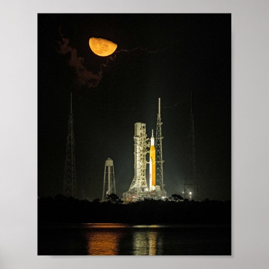 NASA Space Launch System Rocket Artemis I Moonrise Poster (Voorkant)
