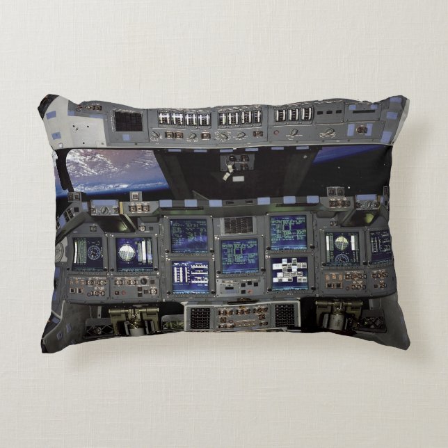 NASA Space Shuttle Cockpit Aarde Omloopbaan Raam U Accent Kussen (Voorkant)