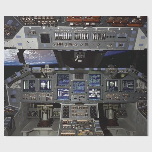 NASA Space Shuttle Cockpit Aarde Omloopbaan Raam U Cadeaupapier (Vlak)