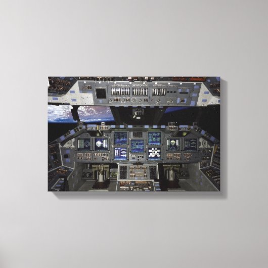 NASA Space Shuttle Cockpit Aarde Omloopbaan Raam U Canvas Afdruk (Voorkant)