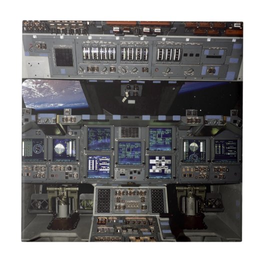 NASA Space Shuttle Cockpit Aarde Omloopbaan Raam U Tegeltje (Voorkant)