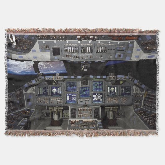NASA Space Shuttle-cockpit Aardorbit Raamuitzicht Deken (Voorkant)