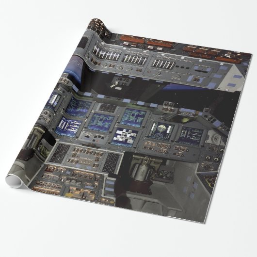 NASA Space Shuttle Cockpit Earth Orbit Window Uitz Cadeaupapier (Uitgerold)