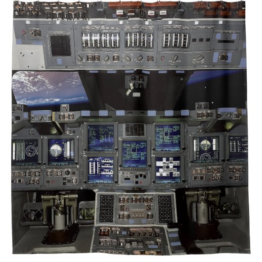 NASA Space Shuttle Cockpit Earth Orbit Window Uitz Douchegordijn (Voorkant)