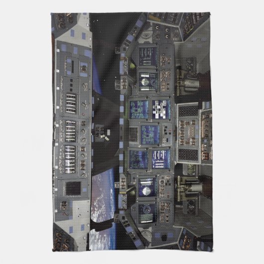 NASA Space Shuttle Cockpit Earth Orbit Window Uitz Theedoek (Verticaal)