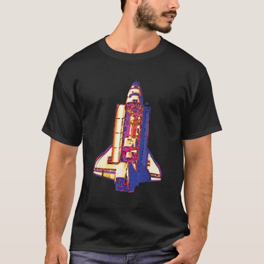 NASA Space Shuttle Discovery gezien vanuit Mir Pop T-shirt (Voorkant)