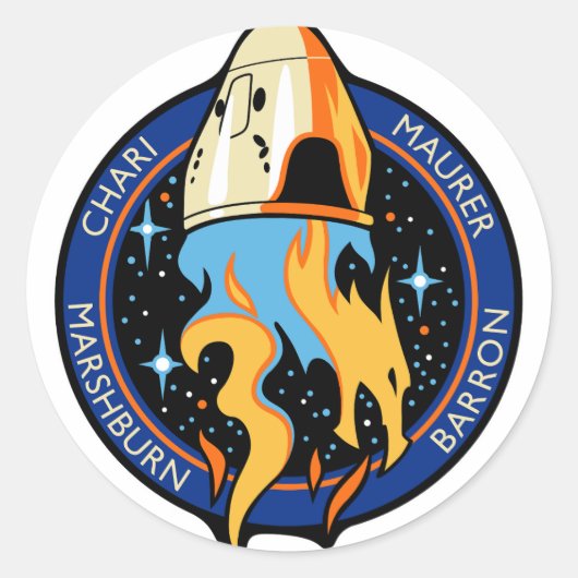 NASA SpaceX Crew 3 Logo Ronde Sticker (Voorkant)