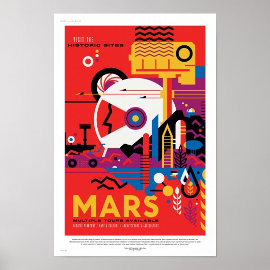 NASA Toekomstige Reisposter - Bezoek Planeet Mars Poster (Voorkant)