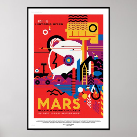 NASA Toekomstige Reisposter - Bezoek Planeet Mars Poster (Voorkant)