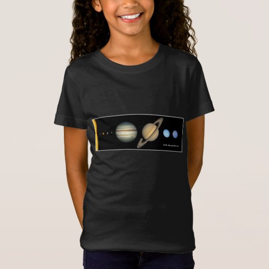 NASA - Zonnesysteemplanet - Groottesortering - Gir T-shirt (Voorkant)