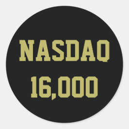 NASDAQ 16000 Beursviering Ronde Sticker