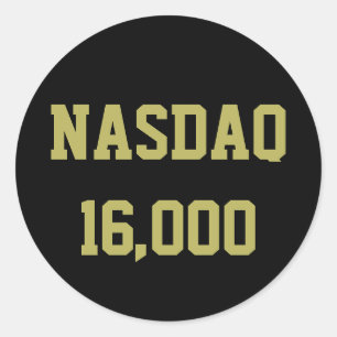 NASDAQ 16000 Beursviering Ronde Sticker