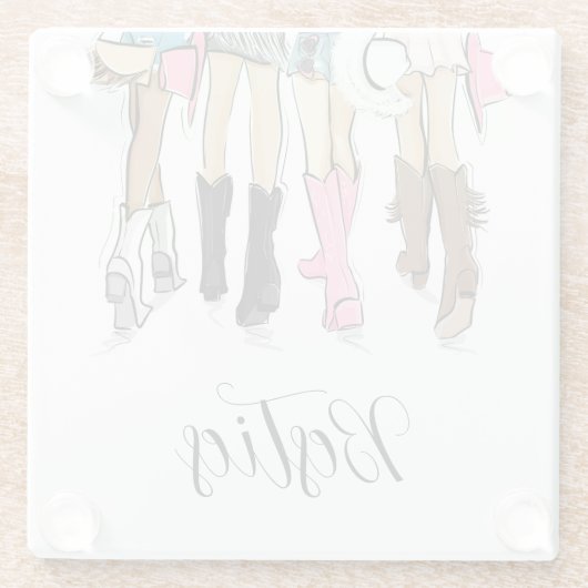 Nash Bash Bachelorette Mode Cowboylaarzen Glazen Onderzetter (Achterkant)