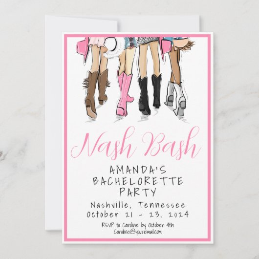 Nash Bash Bachelorette Mode Weekend Kaart (Voorkant)