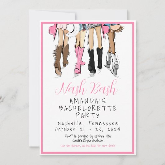 Nash Bash Bachelorette Mode Weekendprogramma Kaart (Voorkant)