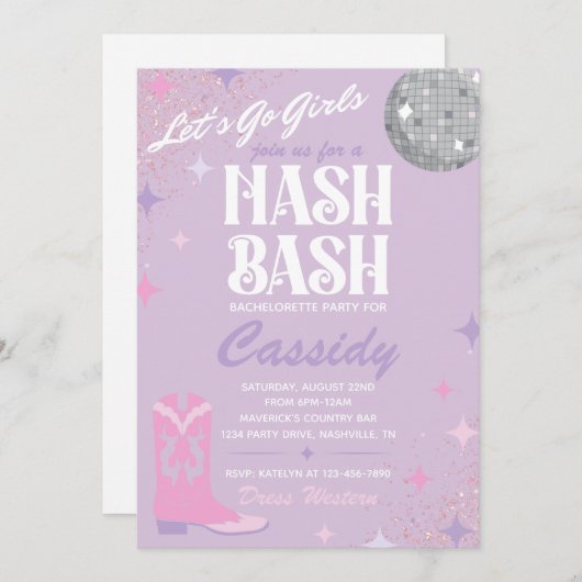 Nash Bash Bachelorette Party | Nash Bash Invite Kaart (Voorkant / Achterkant)