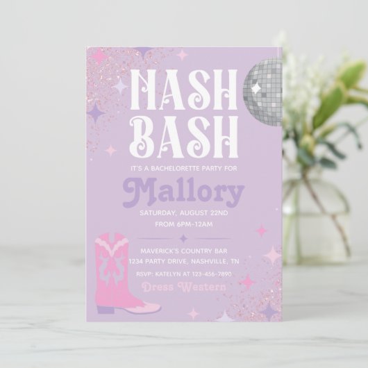 Nash Bash Bachelorette Party | Nash Bash Invite Kaart (Staand voorkant)