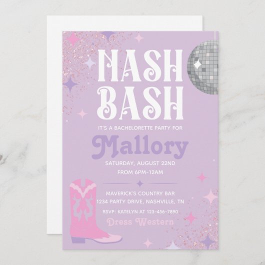 Nash Bash Bachelorette Party | Nash Bash Invite Kaart (Voorkant / Achterkant)