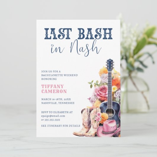 Nash Bash Cowgirl Bachelorette Party Weekend Kaart (Staand voorkant)