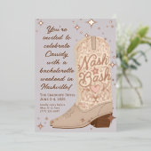 Nash Bash Cowgirl Boot Bachelorette Party Folie Uitnodiging (Staand Voorkant)