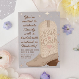Nash Bash Cowgirl Boot Bachelorette Party Folie Uitnodiging