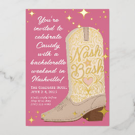 Nash Bash Cowgirl Boot Bachelorette Party Folie Uitnodiging