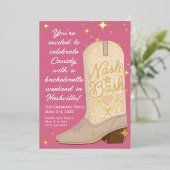 Nash Bash Cowgirl Boot Bachelorette Party Folie Uitnodiging (Staand Voorkant)