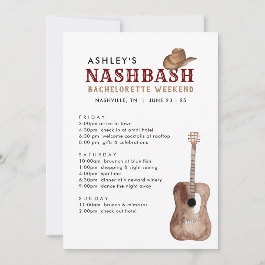 Nash Bash Nashville Bachelorette Weekend route Kaart (Voorkant)