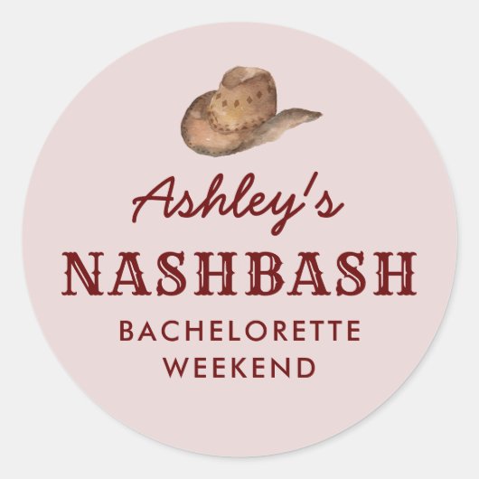 Nash Bash Nashville Meisjesweekend Ronde Sticker (Voorkant)