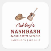Nash Bash Nashville Meisjesweekend  Vierkante Sticker (Voorkant)