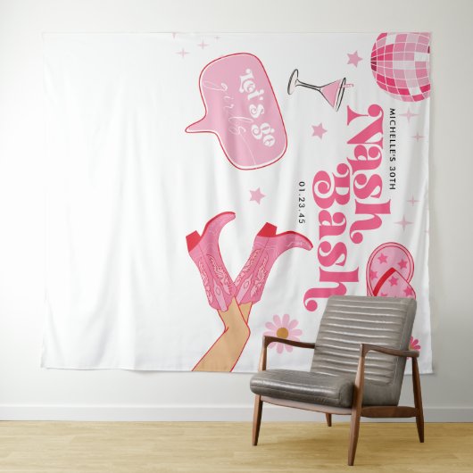 Nash Bash Rodeo Bachelorette Feest Wandkleed (In Situ (horizontaal))
