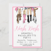 Nash Bash Roze Script Nashville Bachelorette Kaart (Voorkant)