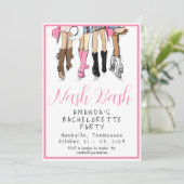 Nash Bash Roze Script Nashville Bachelorette Kaart (Staand voorkant)