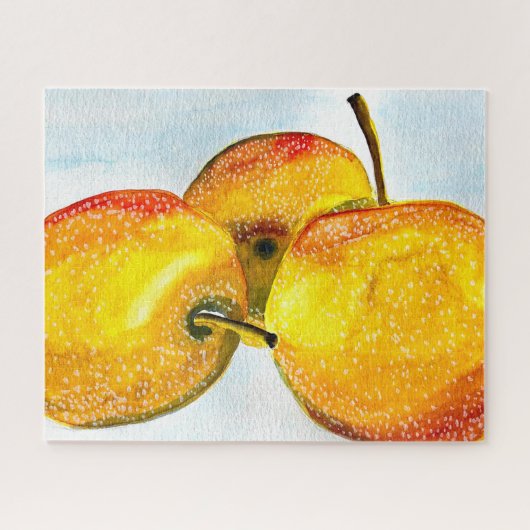 Nashi pear yellow waterverf fruit legpuzzel (Horizontaal)