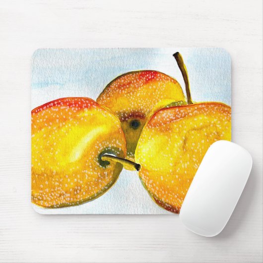 Nashi pear yellow waterverf fruit muismat (Met muis)