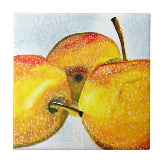 Nashi peren geel aquarel fruit tegeltje (Voorkant)