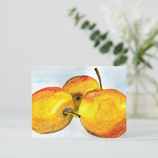 Nashi peren gele waterverf vruchten briefkaart (Staand voorkant)