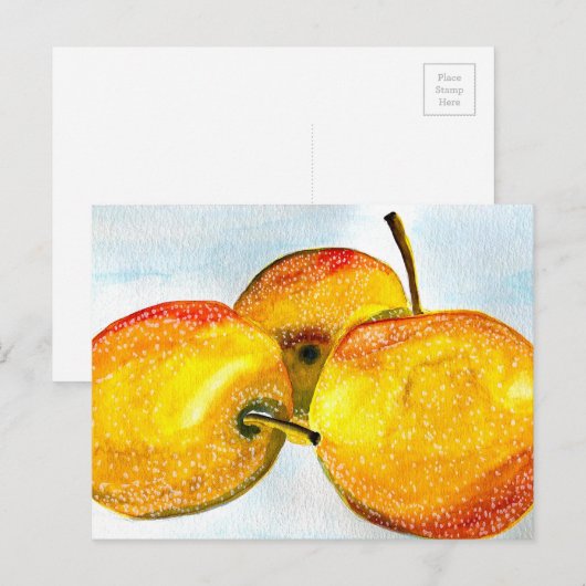 Nashi peren gele waterverf vruchten briefkaart (Voorkant / Achterkant)