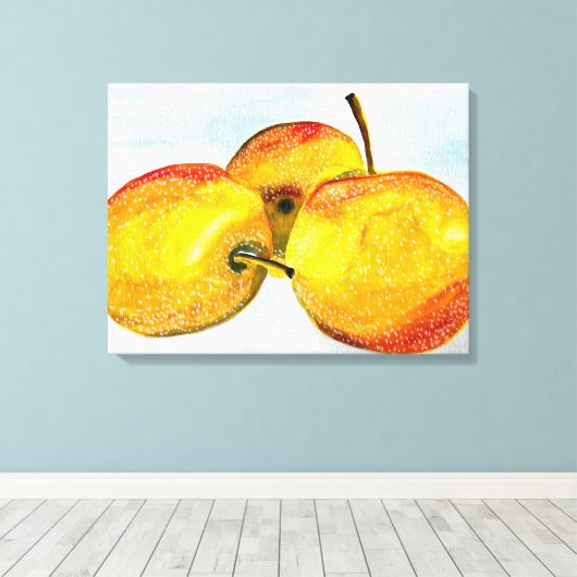 Nashi peren gele waterverf vruchten canvas afdruk (Insitu (Houten vloer))